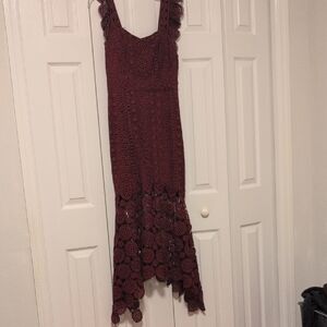 New York & Company Burgundy Lace High Low Dress